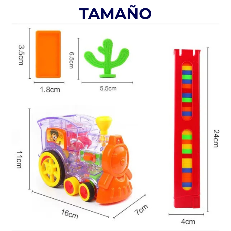 Tren de Domino con Luz y Sonido – Juguete Educativo con 60 Fichas