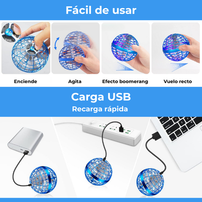 Orbe Volador con Luces LED – Flying Spinner Recargable | Pelota voladora mágica
