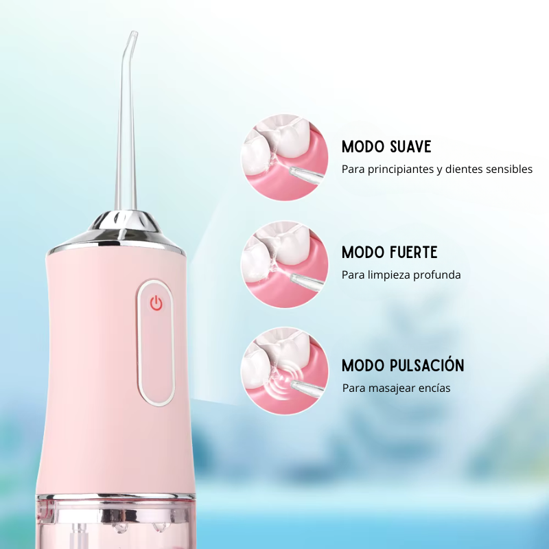 Irrigador Bucal Portátil – Limpieza Profunda, Encías Sanas y Frescas, Tecnología de Agua Pulsátil con Boquillas Intercambiables